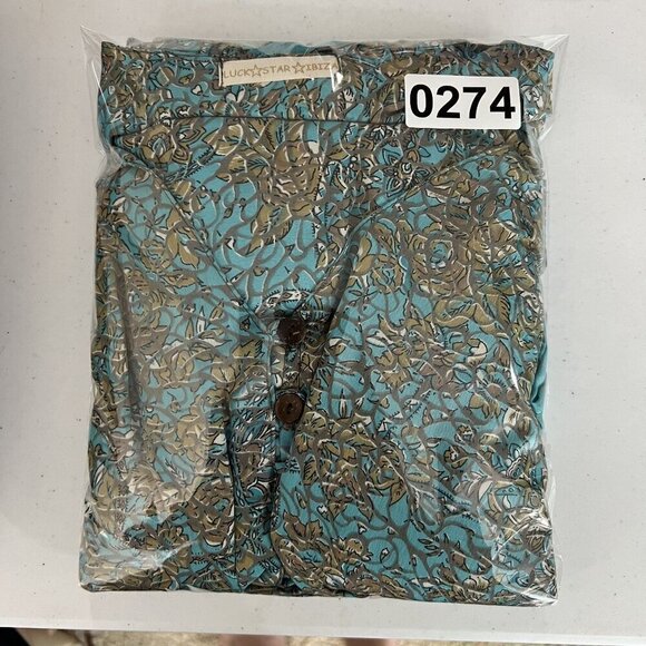 Luck Star Ibiza 100% Silk High Low Button Up Midi Dress Ruffled Hem Unique Print - Picture 16 of 16